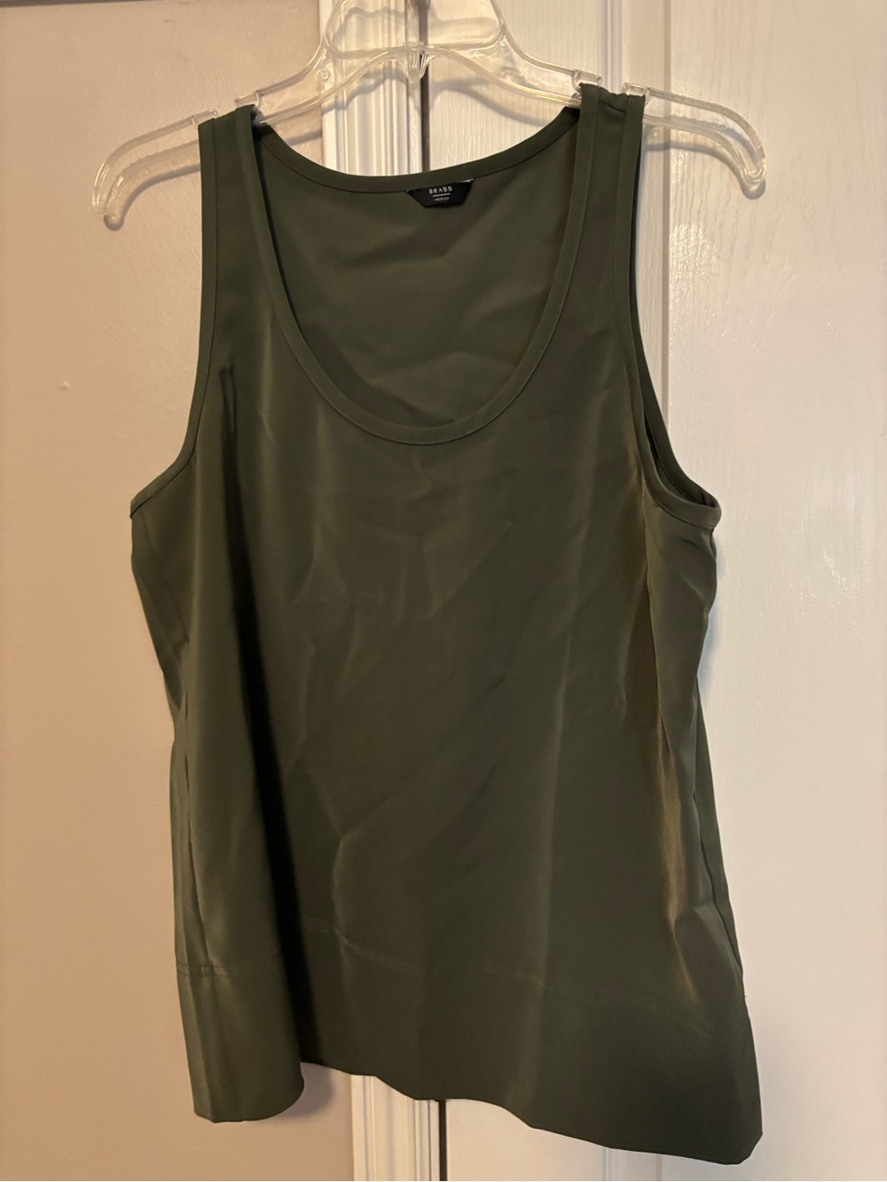 Sleeveless Scoop Neck Tank - Olive Green